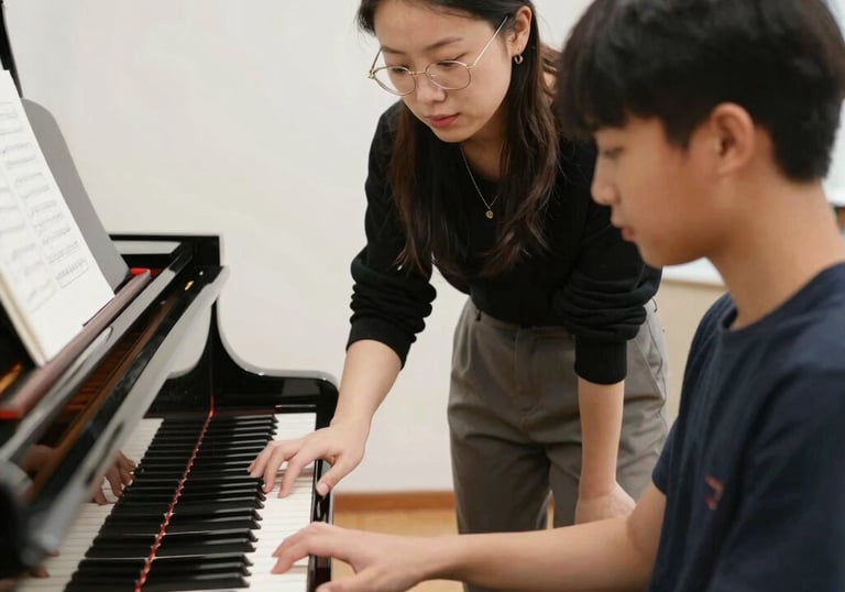 A coach guiding a student during a live lesson.