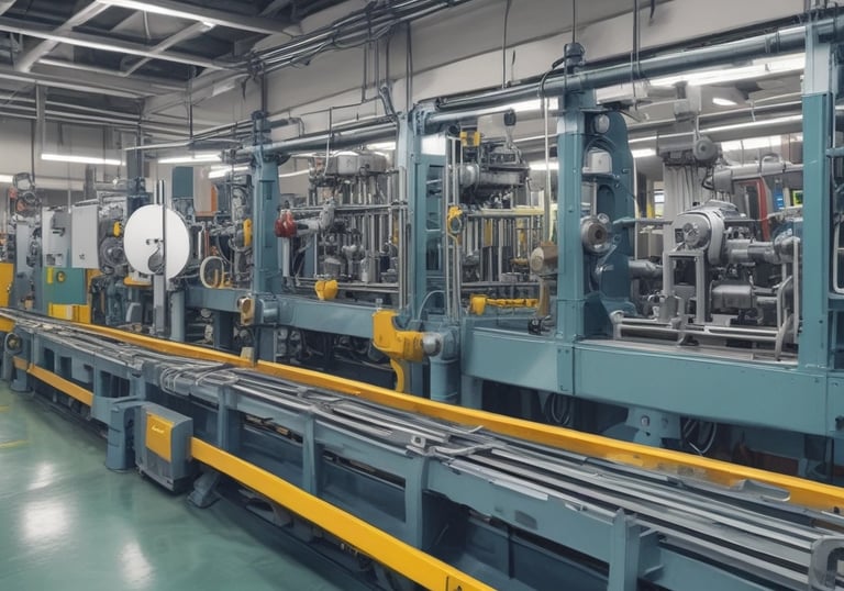 A control panel with various buttons and screens in an industrial setting.