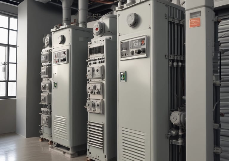 A technician performing maintenance on industrial machinery in a factory.