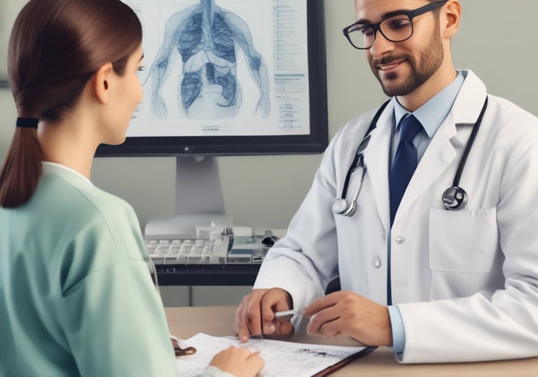 The image depicts a clean and modern hospital room featuring a hospital bed with advanced monitoring equipment attached. The room is well-lit with ceiling lights and has a large window with blinds, allowing natural light to enter. The floors are made of polished wood, and there are neutral-colored walls. Medical equipment and a computer monitor are suspended above the bed, contributing to the sterile and professional atmosphere of the room.