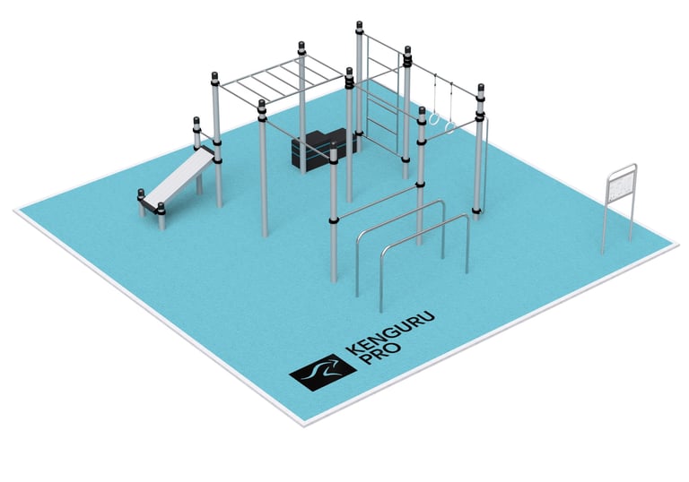Terrain de Street Workout Kenguru Pro, idéale pour entraînement en extérieur.