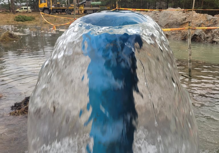 "Hidrogeologas" fontanuojančių gręžinių įrengimas, fontanuojantis gręžinys, arteziniai gręžiniai