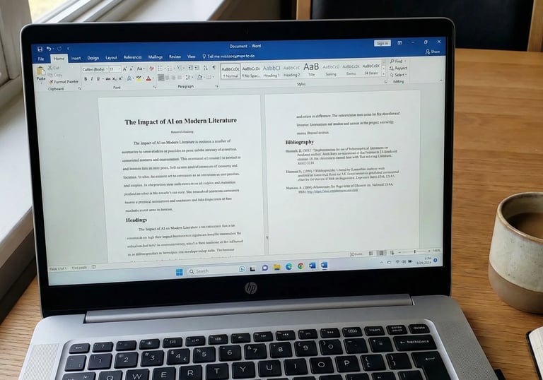 learning ms word on laptop