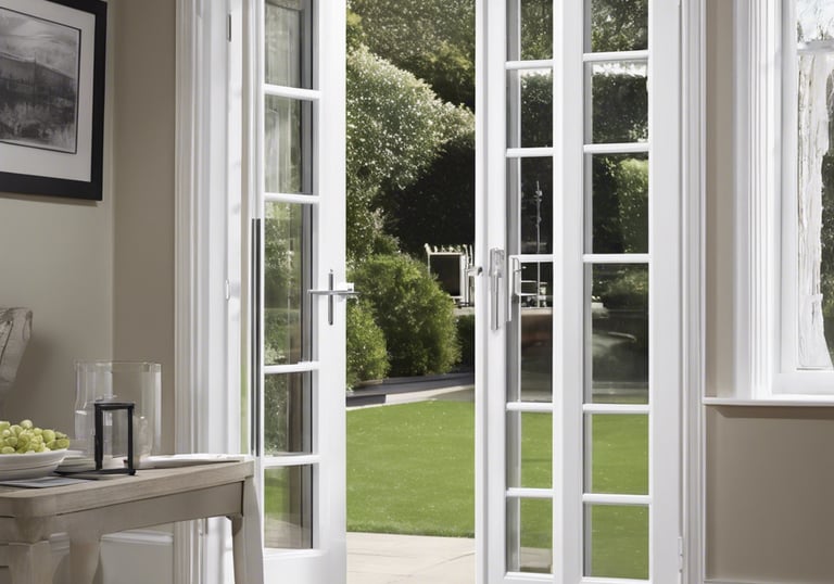 white, blue, and pink painted house