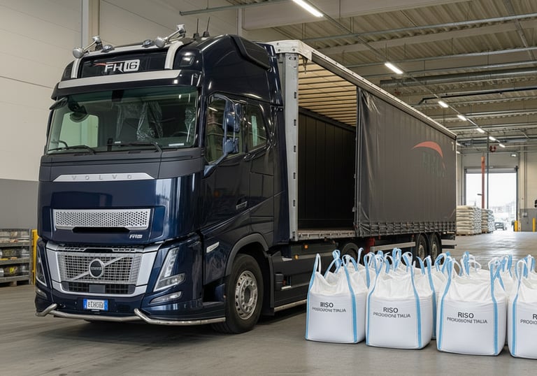 Spedizione e logistica per il trasporto di cereali, riso e materie prime.