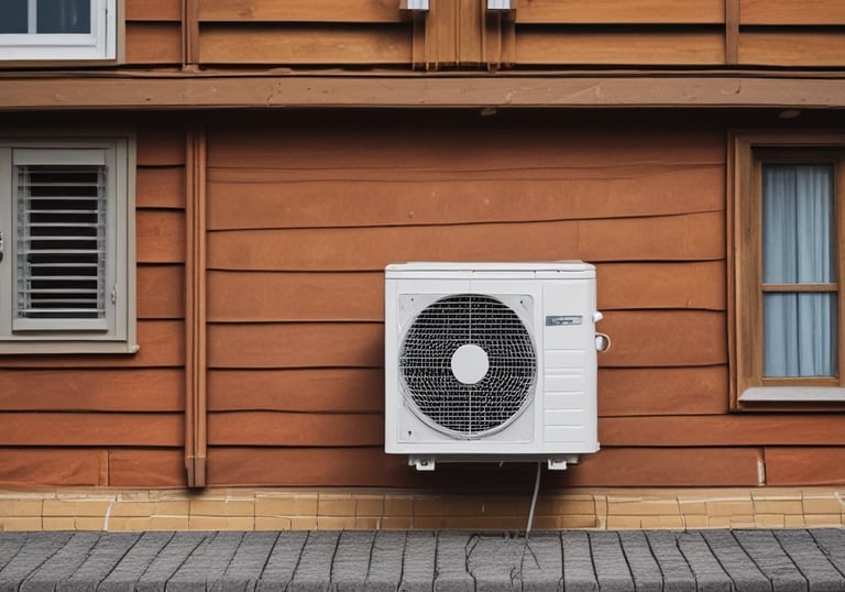 An air conditioning unit being installed in a commercial building.