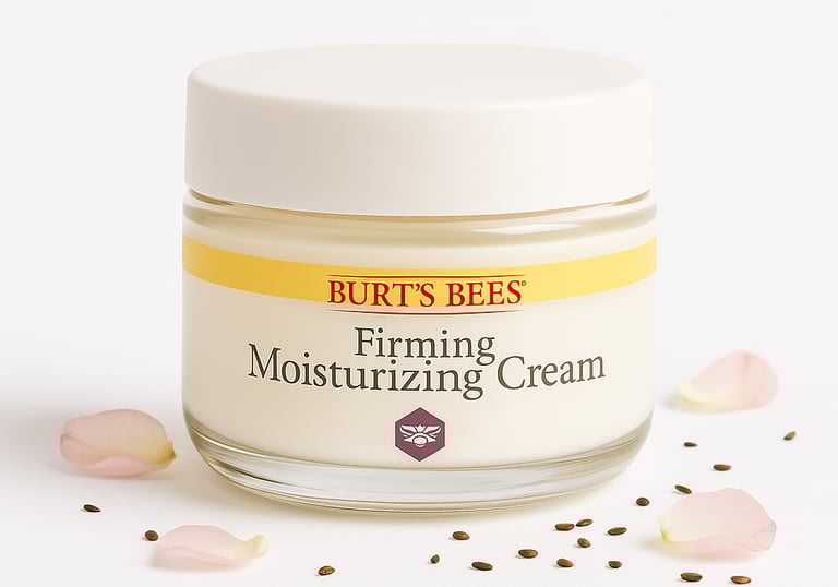 Burt’s Bees Firming Moisturizing Cream with natural ingredients, clean skincare essential.
