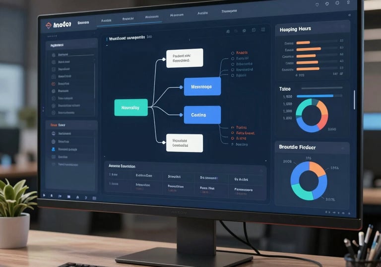 Large pallets wrapped in plastic are stacked on several levels of metal shelving inside a warehouse. The focus is on the orderly arrangement of goods, emphasizing industrial efficiency.