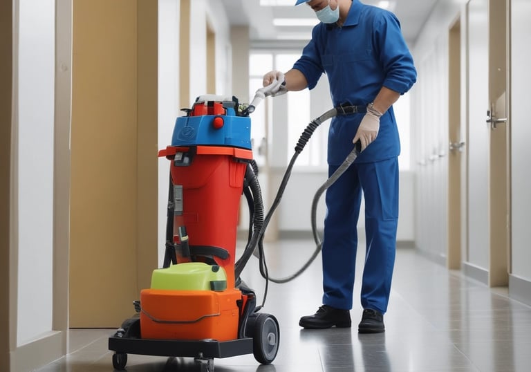 A team of cleaners preparing for an end of tenancy cleaning.