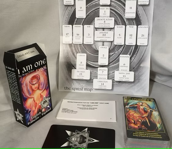 I Am One Tarot Deck 78 Cards Spiral Map Spread Instructions text logo