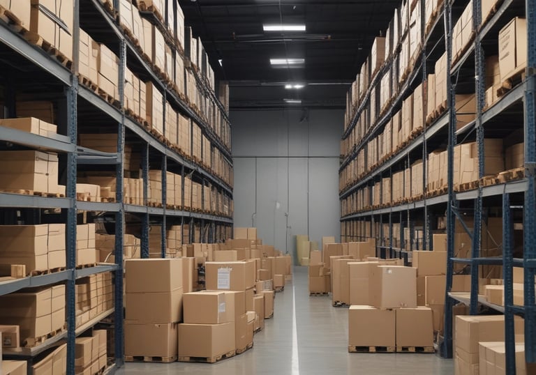 A red food truck with open doors reveals a stainless steel interior, including a sink and shelving. Above, a blue sign reads 'Sägecenter' inside a large industrial warehouse with visible steel beams and pipes. On the right side of the truck, a poster with vivid graphics adds a pop of color.