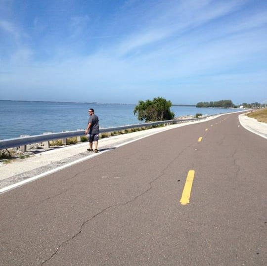 Winding coastal path on foot