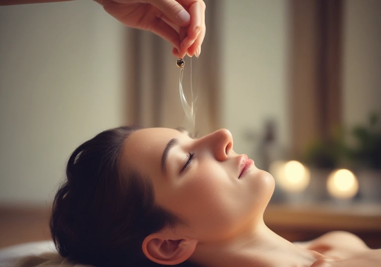 A therapist performing a massage with aromatic oils.