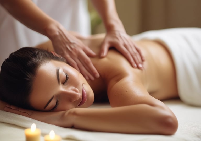 a woman getting a massage at a spa