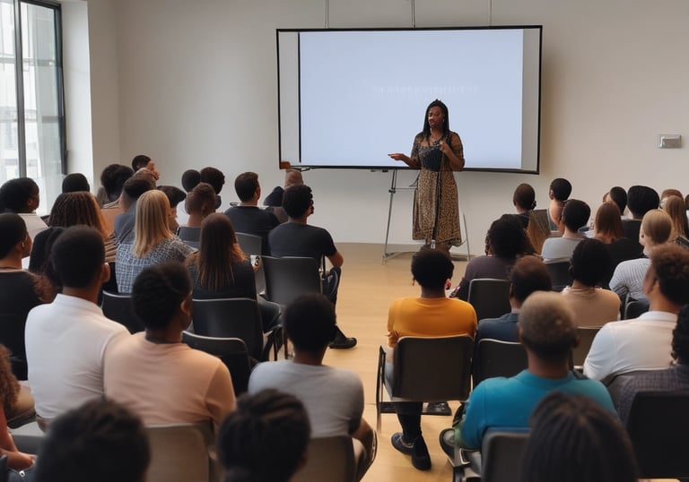 A coach guiding a client through a discussion in a bright, inviting office.