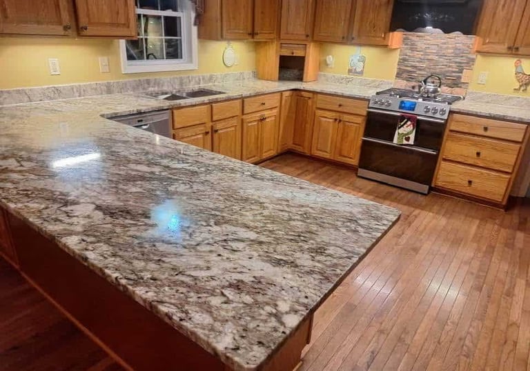 black and white granite countertops in kitchen
