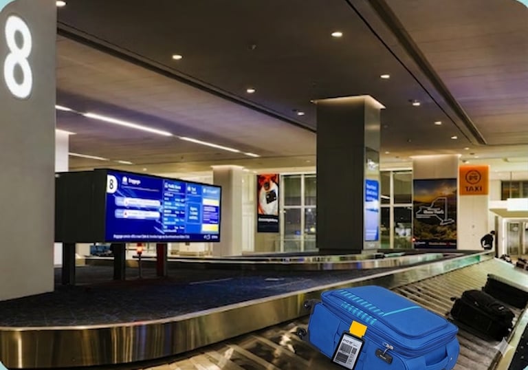 Electronic Bag Tag with coloured Velcro on the carousel