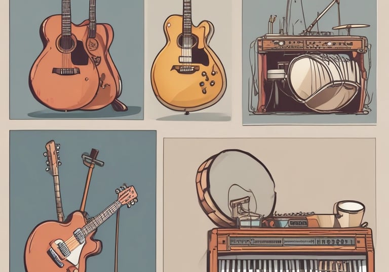 brown and black drum kit