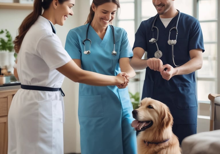 A woman adopts a dog from AAK after positive health examine