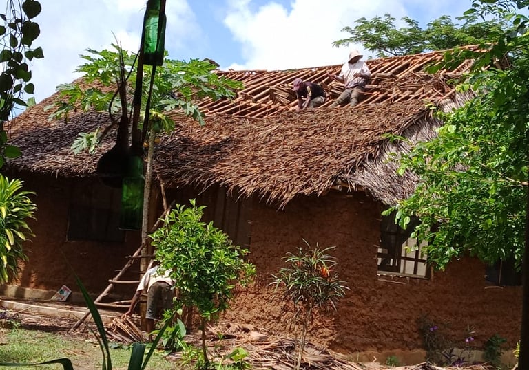 a group of people standing on a roof top