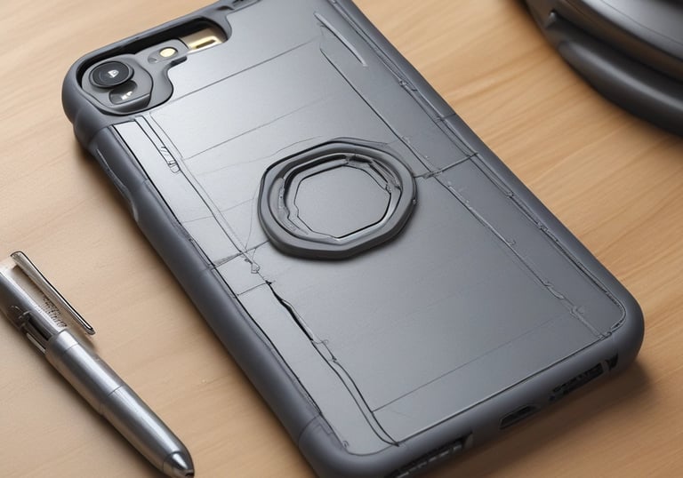 A conference room setting with several laptops on a large table, each being used by a person. A large screen displays a blue interface with the text 'Generate ad creatives from any website with AI'. A stainless steel water bottle and a conference phone are also visible on the table.