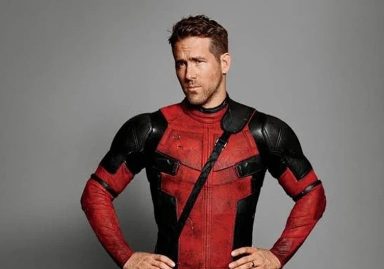 a man in a red and black suit with a red and black suit