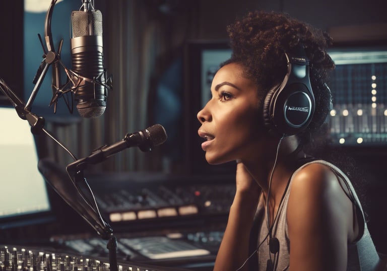 boy singing on microphone with pop filter
