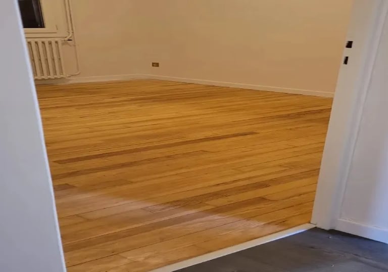 une pièce avec un plancher en bois et une porte