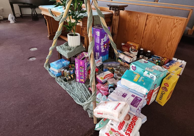 a collection of health and hygiene supplies.