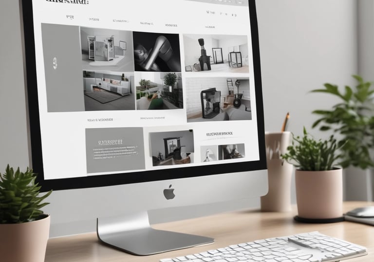 A laptop displaying a vibrant website template with editable sections and a modern design.