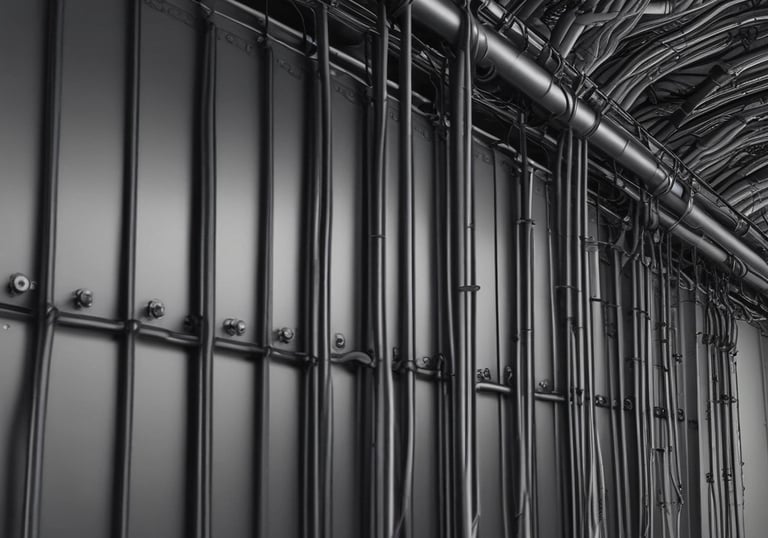 Installation scene of flexible conduits being used in a hospital emergency room setting.