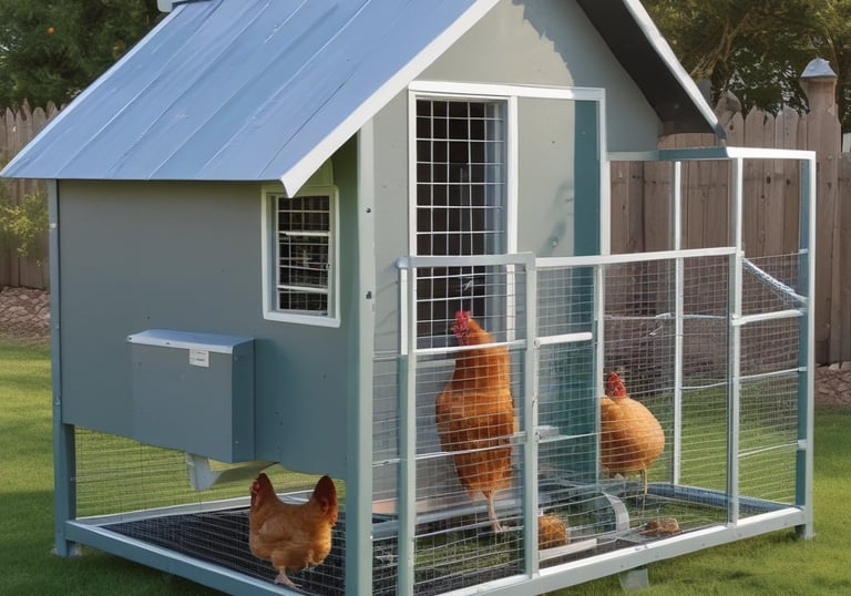 Sheet metal feed conveying pipes installed along a livestock barn wall.