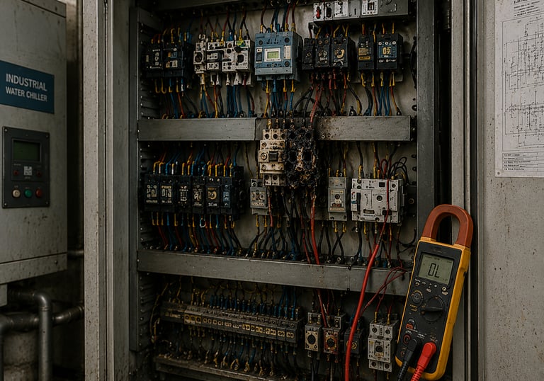 falla en tablero eléctrico de chiller