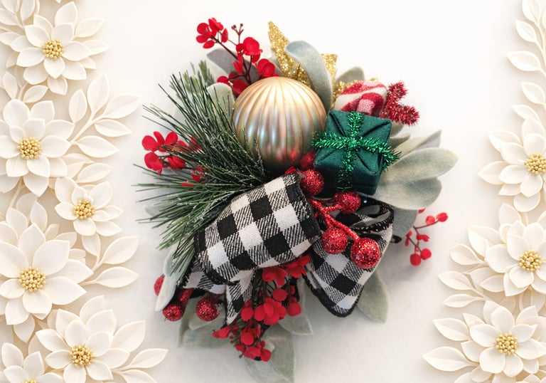 Festive Christmas wrist corsage farmhouse style