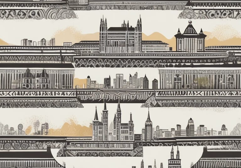 a man riding a skateboard down a street next to tall buildings