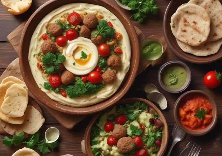 Corporate seminar setting with elegant Syrian-Lebanese catering platters in beige and gold tones.