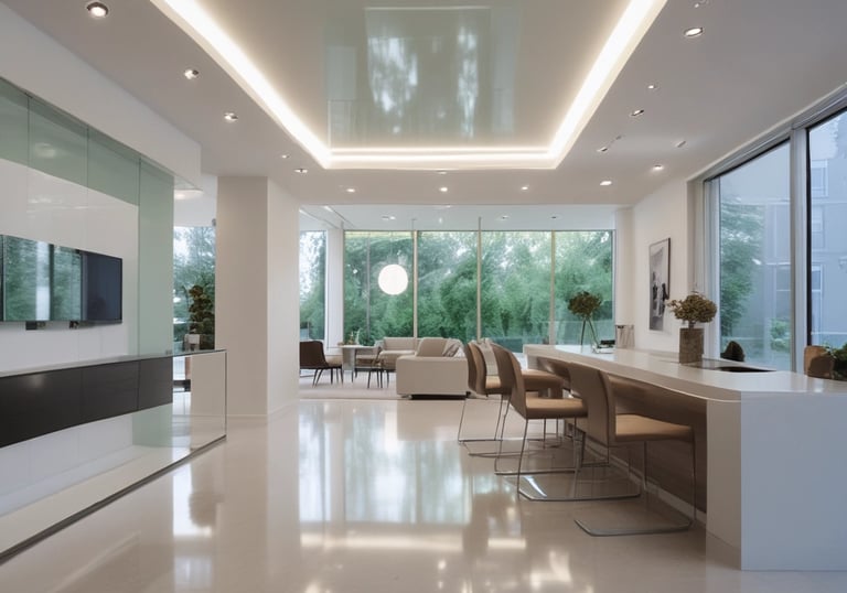 Construction workers carefully renovating an office space with precision and care.