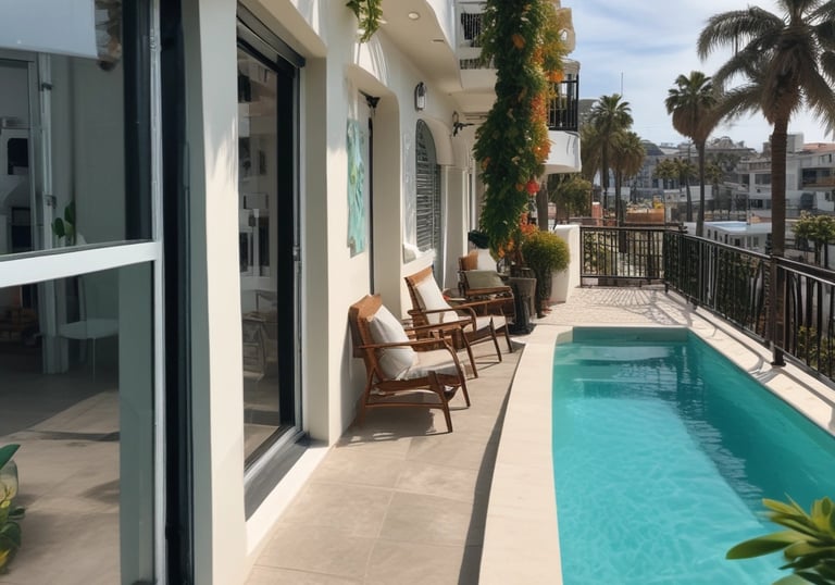 Elegant Dominican Republic luxury villa with manicured gardens at sunset.