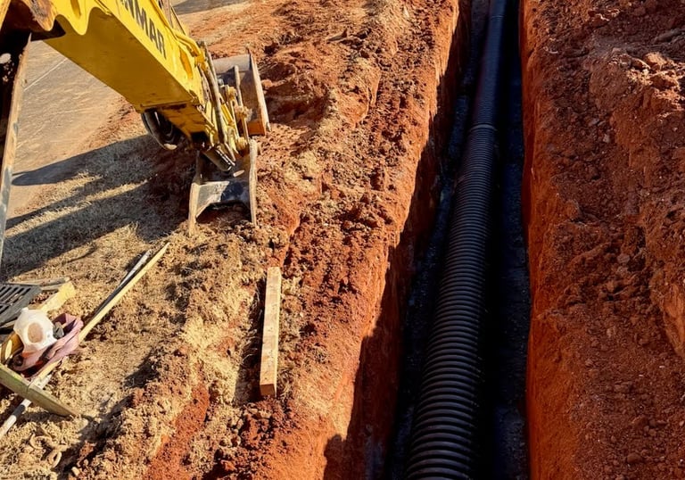 Laying drainage pipe