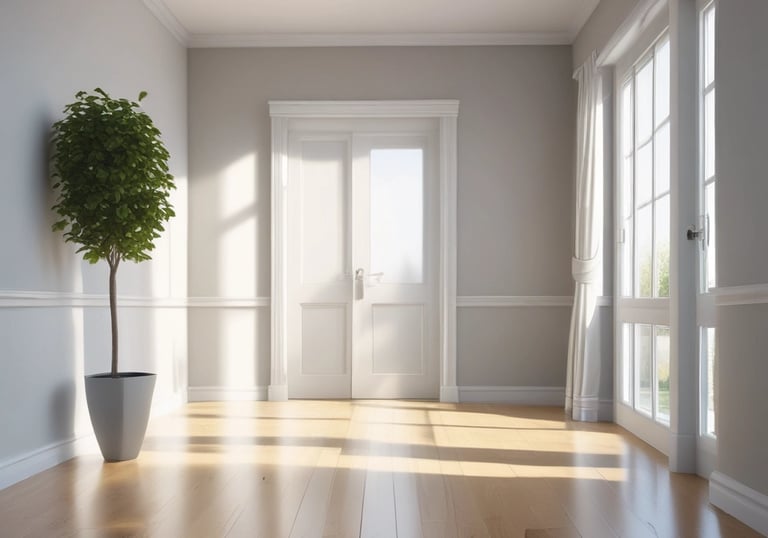 A freshly cleaned residential kitchen with gleaming countertops and spotless appliances.