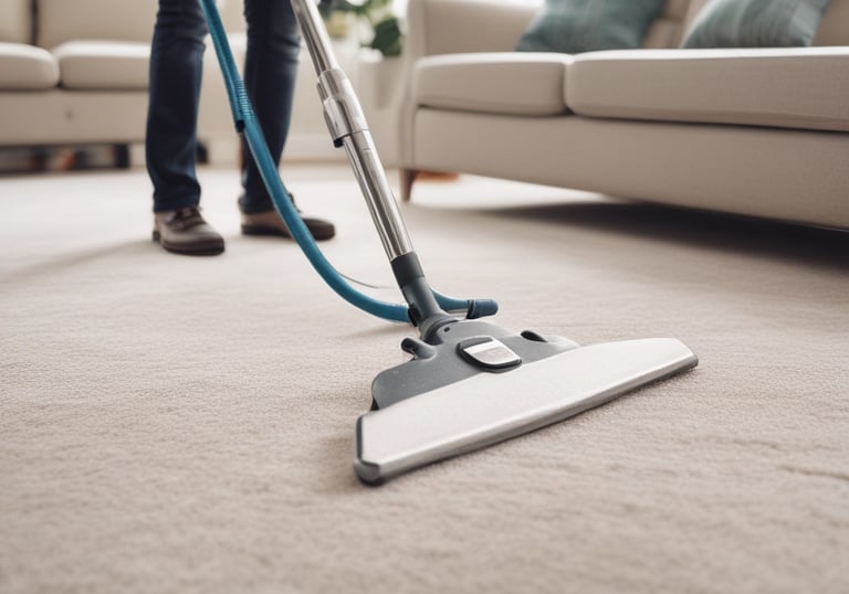 Janitorial staff in uniform sanitizing a commercial restroom with professional equipment.