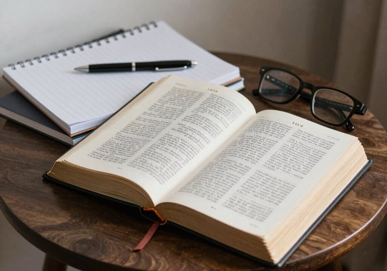 A group of Black students studying the Bible together, illuminated by warm candlelight.