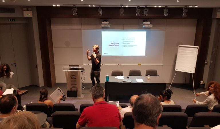 Nick Reese leading a crisis simulation on national security