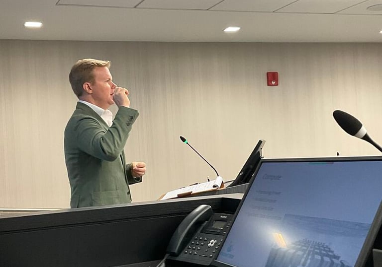 Nick Reese giving a keynote speech on AI