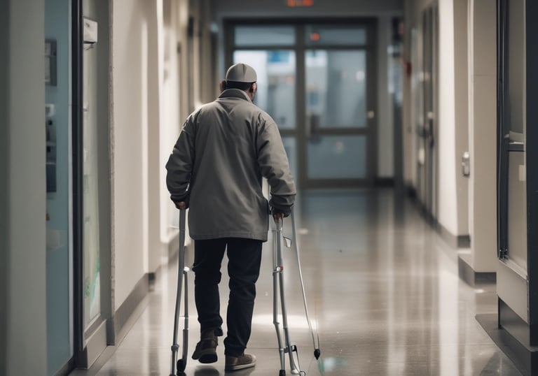 A modern medical consultation room with equipment and a doctor attending a patient.