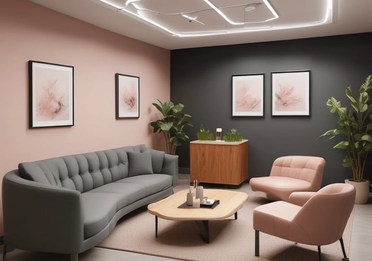 A modern medical consultation room with equipment and a doctor attending a patient.