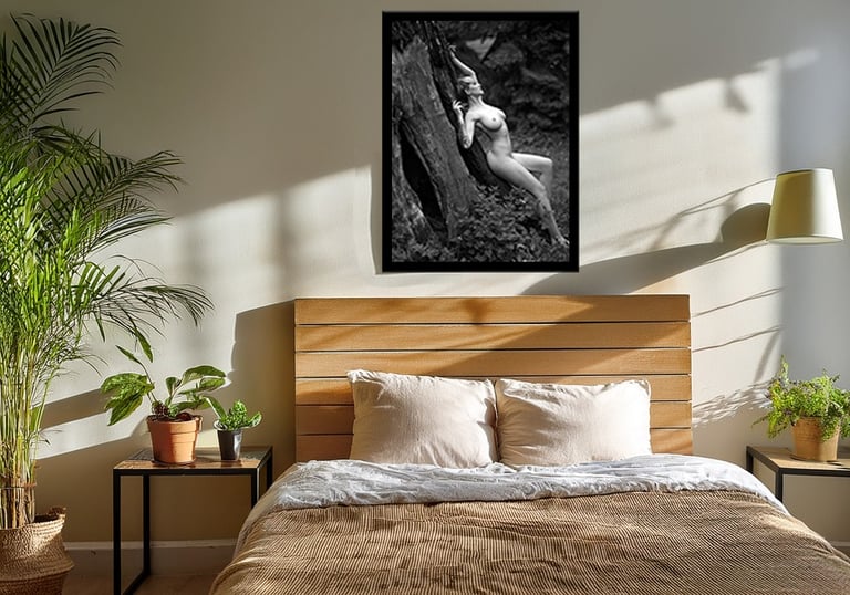 Framed image over the bed
