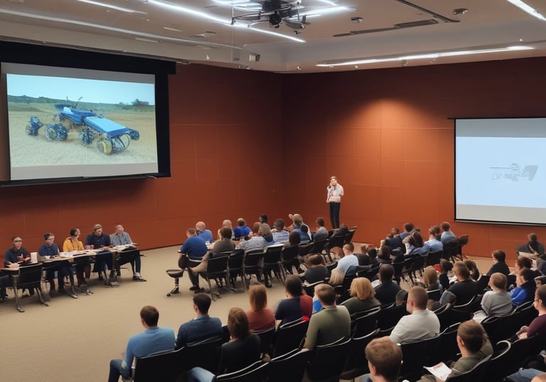 Professional mentor guiding a small group in a modern office setting.