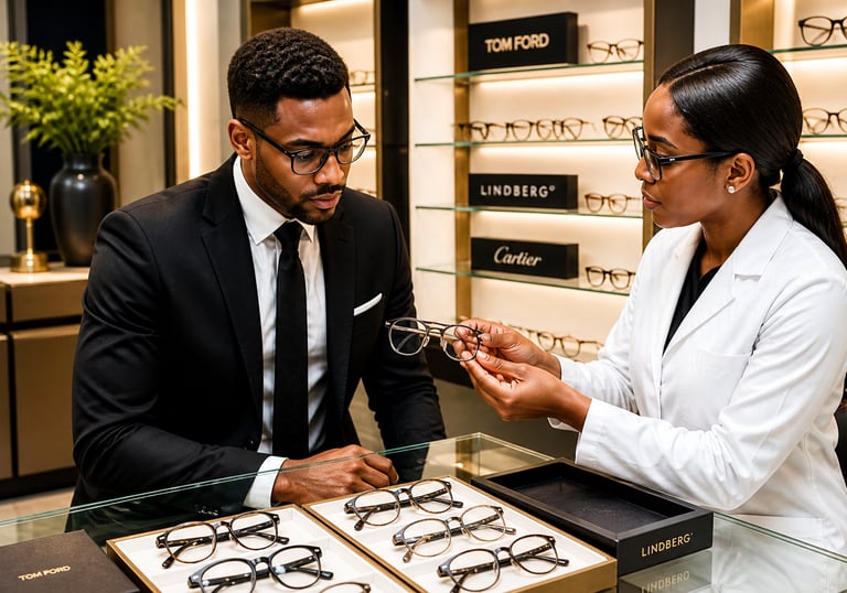 Prermium eyeglasses consultation and designer frames at Optiview Optical Boutique in Dodoma