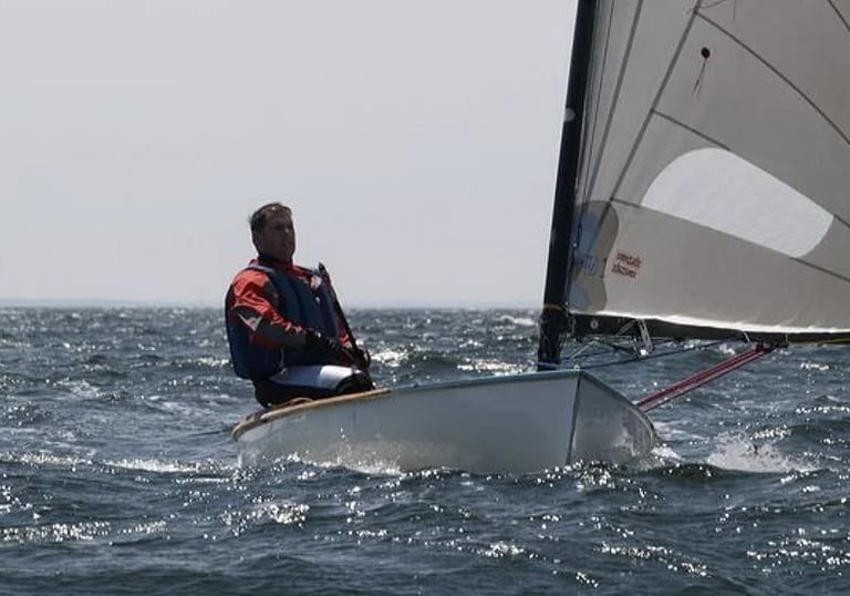 Josh racing in the US Nationals in the Olympic Finn